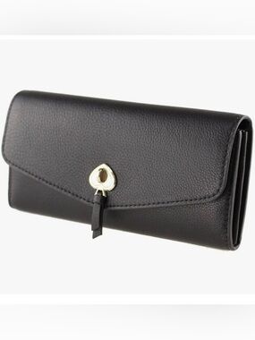 Kate Spade New York Marti Large Pebbled Leather Continental Flap Wallet Black